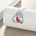 Cardinal Pendant Necklace on a silver tone chain