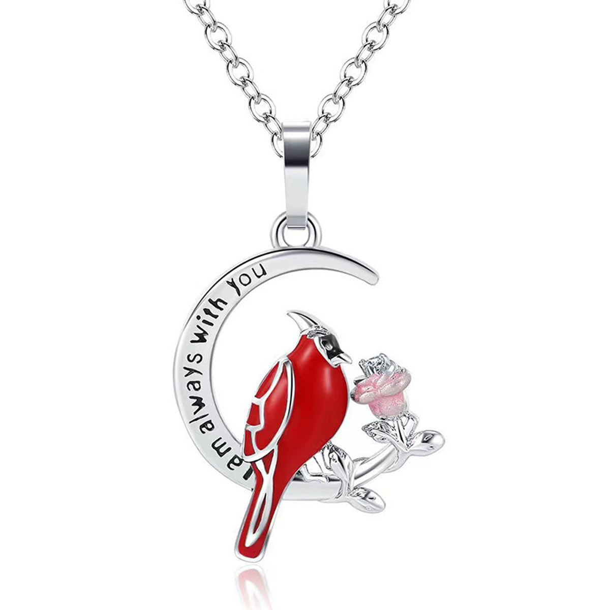 Cardinal Pendant Necklace, Always With You (moon)