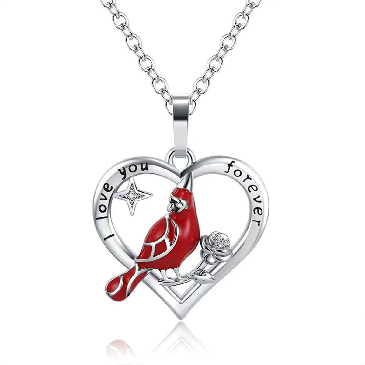 Cardinal Pendant Necklace, I Love You Forever (rose)