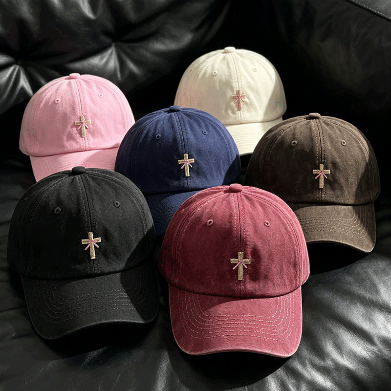 The Cross Cap in six colors: pink, off white, navy, coffee, black and wine red