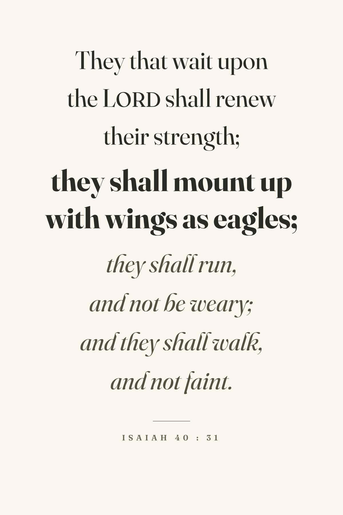 Wings As Eagles, Isaiah 40:31, the 12×18 inch scripture print on cream matte paper