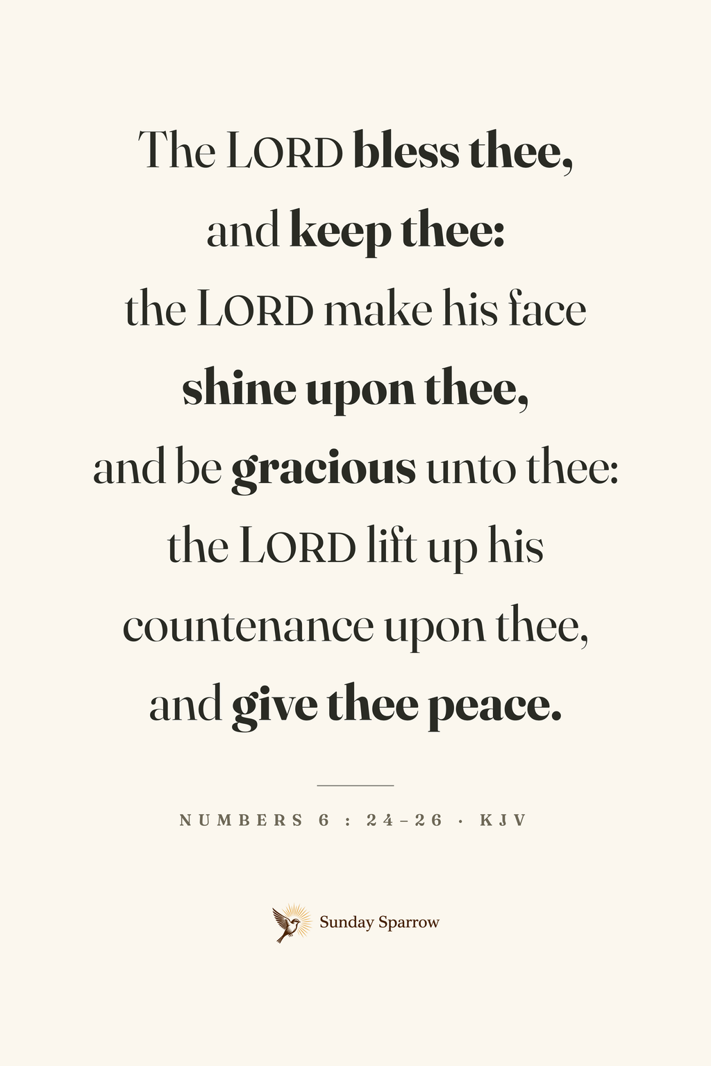The Benediction — Numbers 6:24–26, KJV — the 12×18 in print on cream matte paper