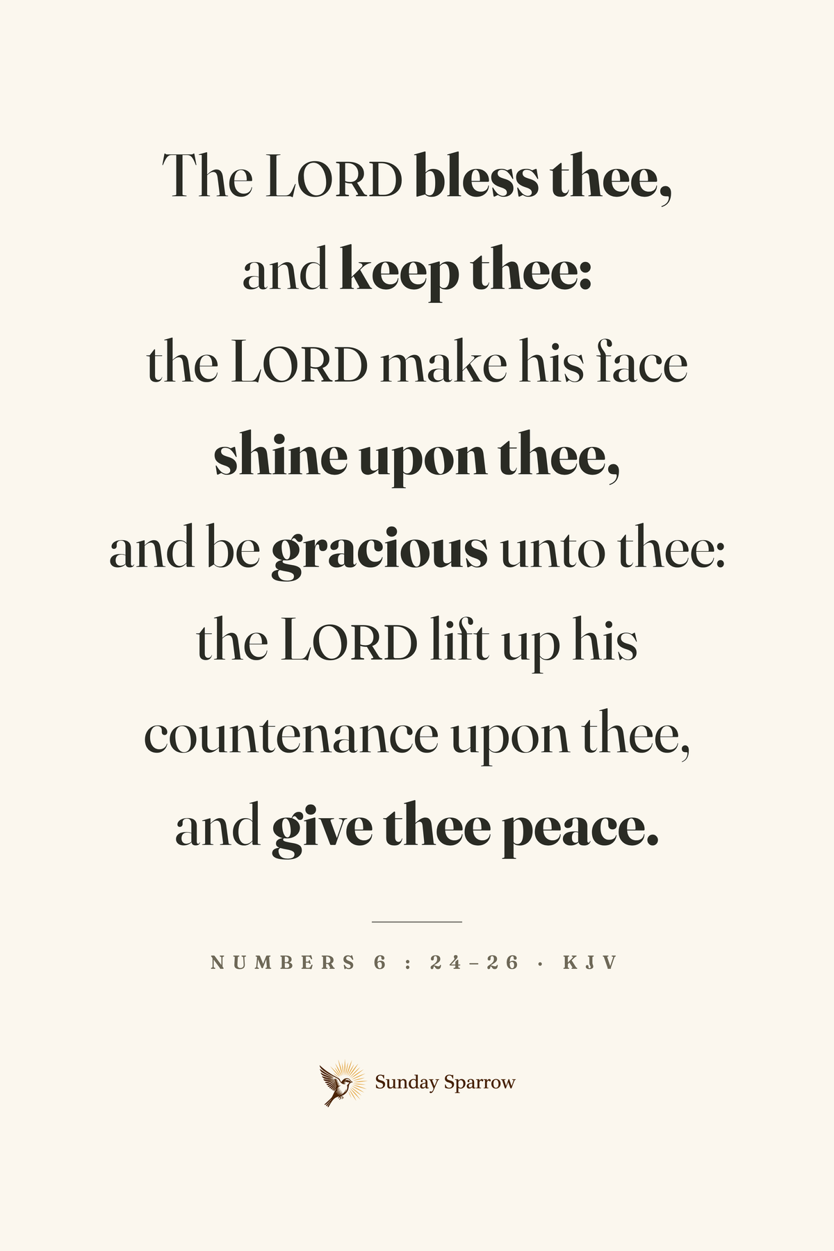 The Benediction — Numbers 6:24–26, KJV — the 12×18 in print on cream matte paper
