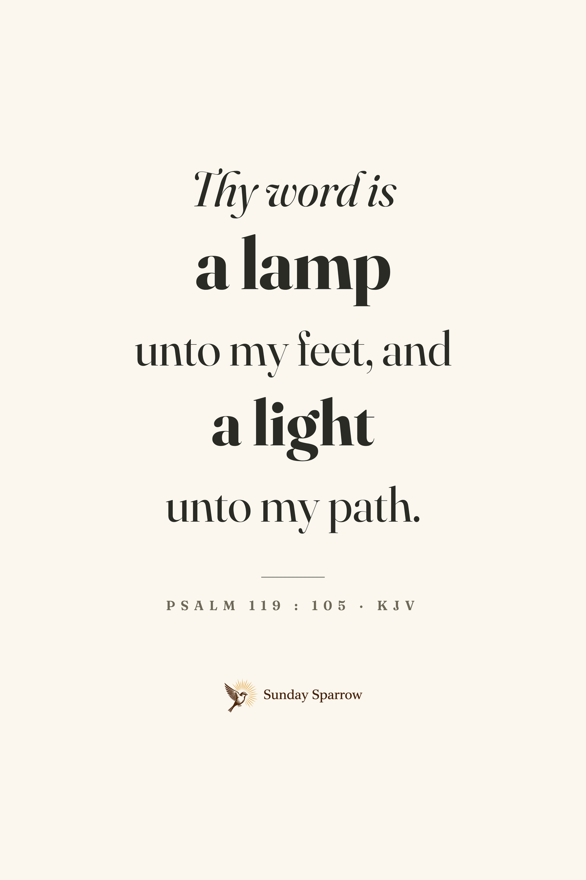 A Lamp Unto My Feet — Psalm 119:105, KJV — the 12×18 in print on cream matte paper
