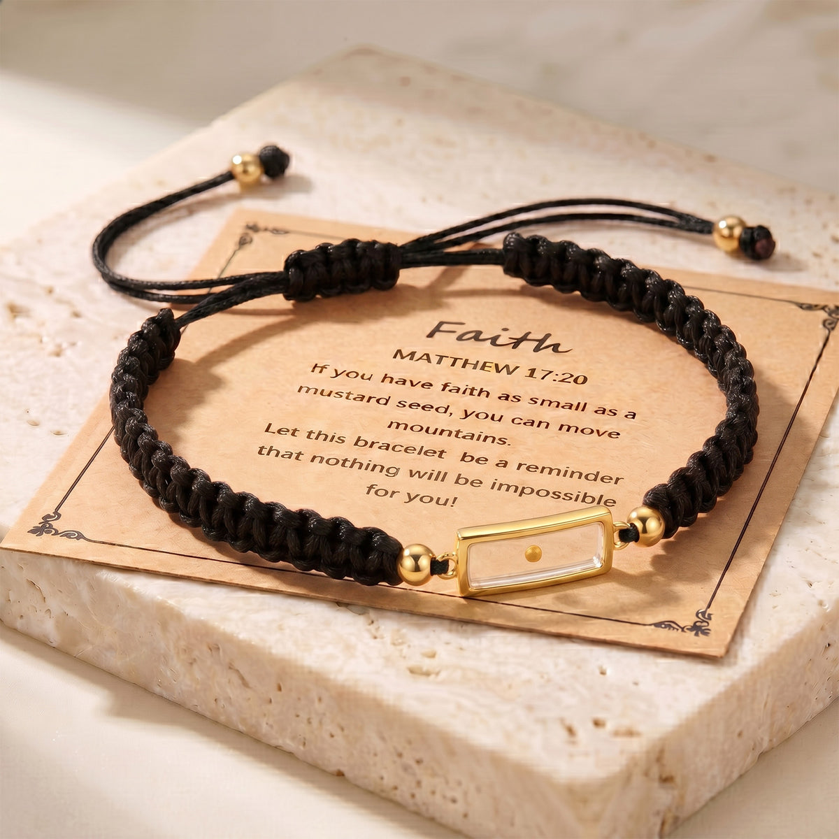 Seed of Faith Bracelet, Black cord