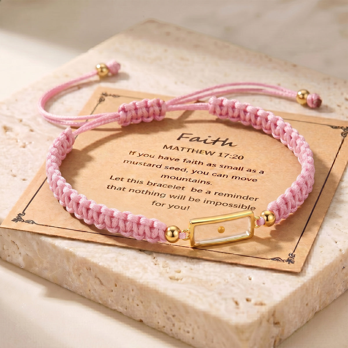 Seed of Faith Bracelet, Pink cord