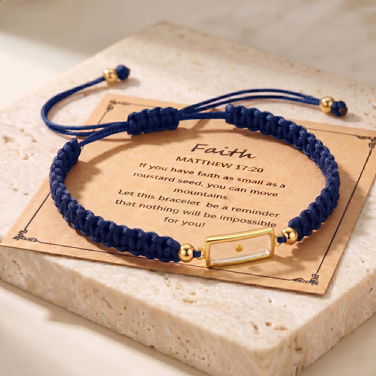 Seed of Faith Bracelet, Navy cord