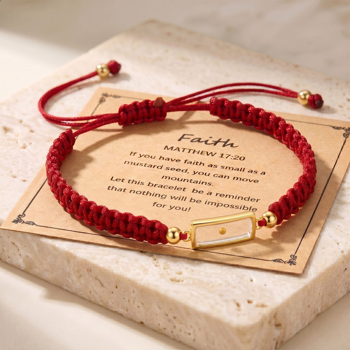 Seed of Faith Bracelet, Burgundy cord
